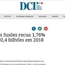 Volume em fuses recua 1,76% para R$ 192,4 bilhes em 2018